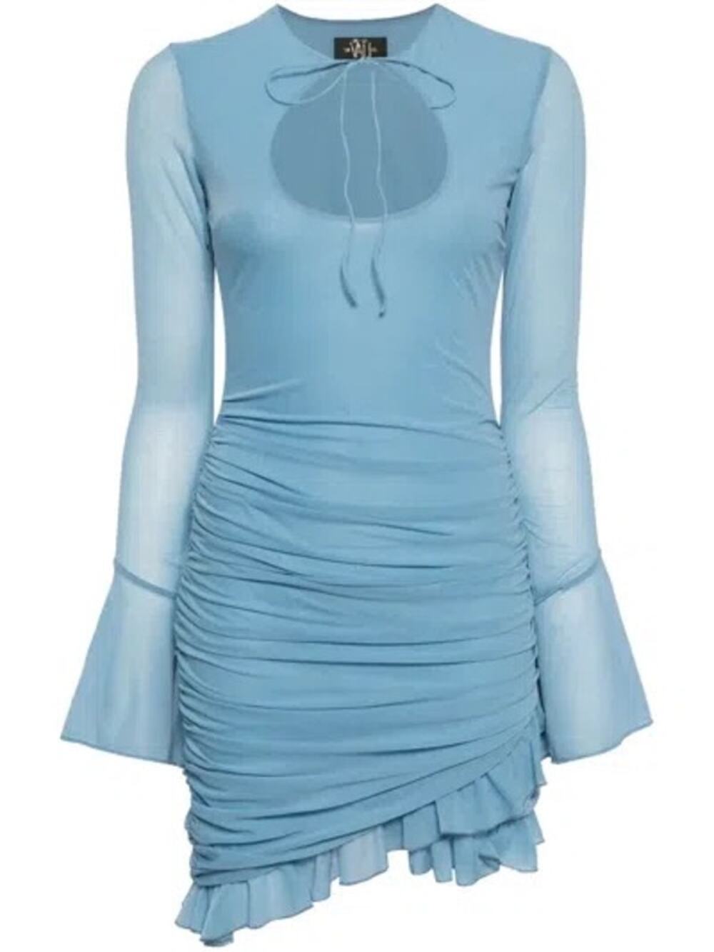 De LA Vali Blue Ruched Mini Dress Size 6 UK 2 US